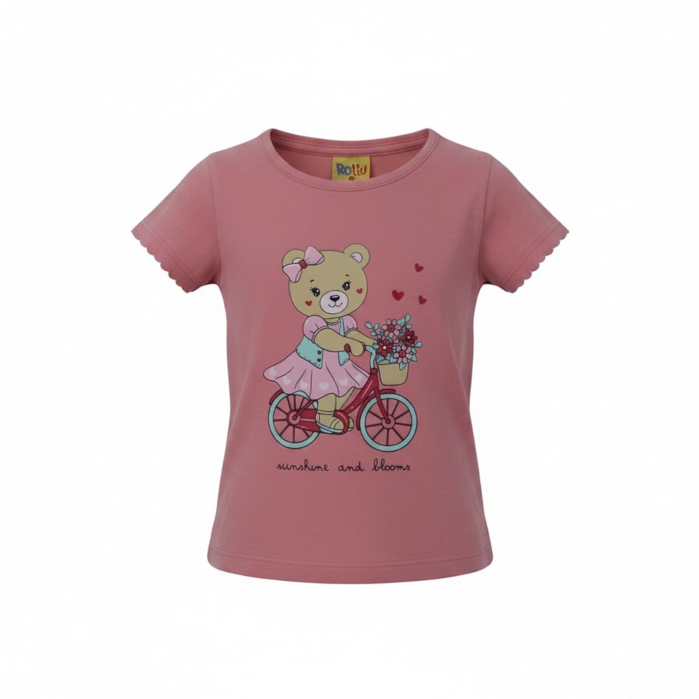 Blusa Manga Curta Estampada Ursa 27043 - Rollu