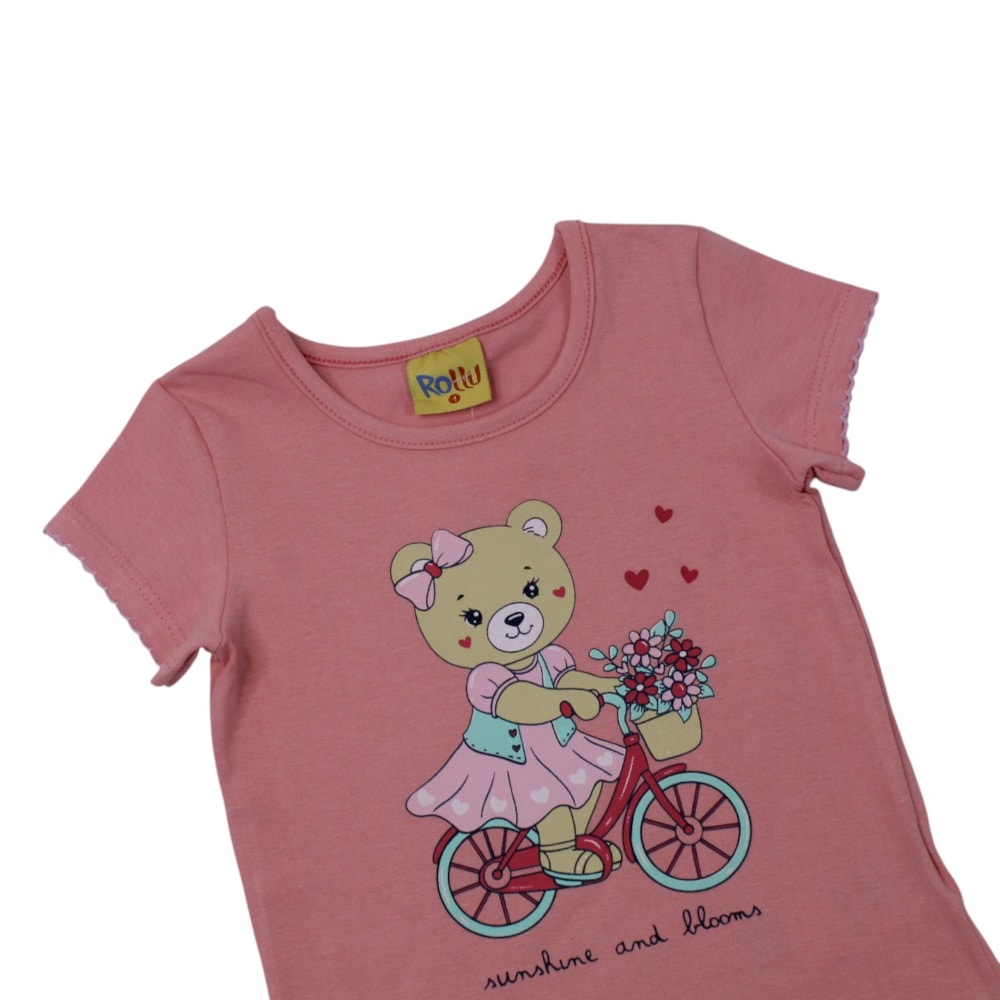 Blusa Manga Curta Estampada Ursa 27043 - Rollu