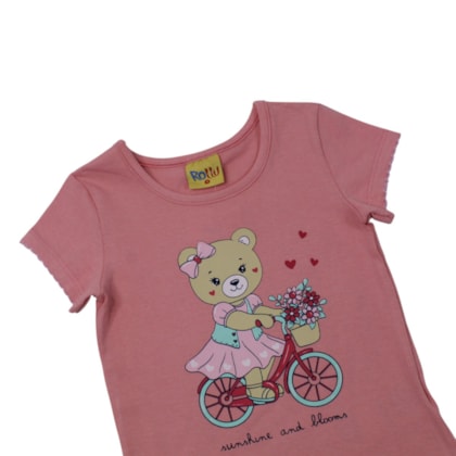 Blusa Manga Curta Estampada Ursa 27043 - Rollu