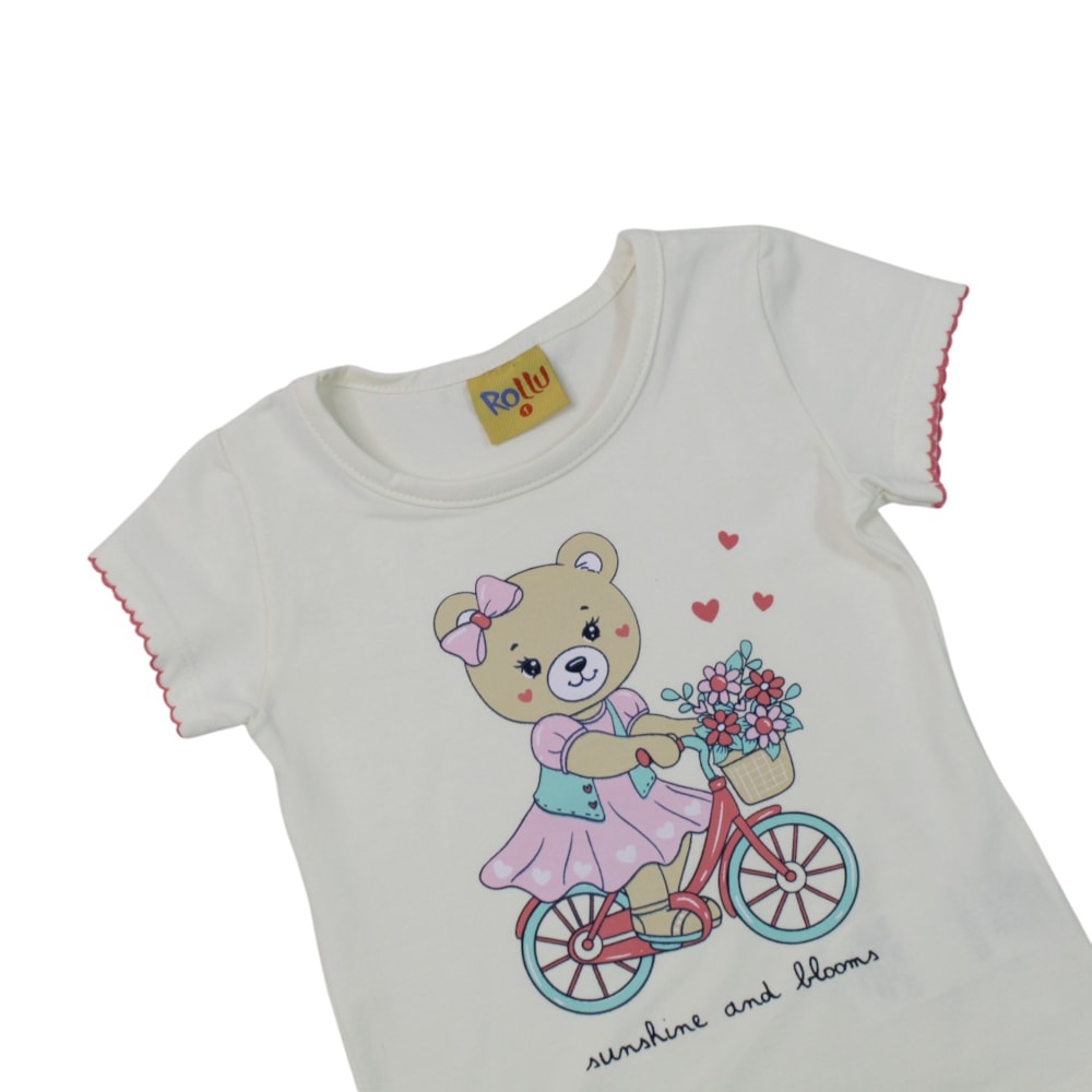 Blusa Manga Curta Estampada Ursa 27043 - Rollu