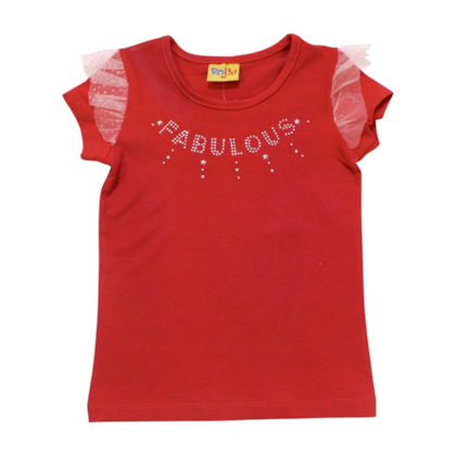 Blusa Manga Curta Fabulous com Strass e Tule 22129 - Rollu 