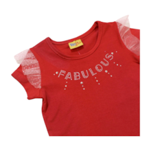 Blusa Manga Curta Fabulous com Strass e Tule 22129 - Rollu 