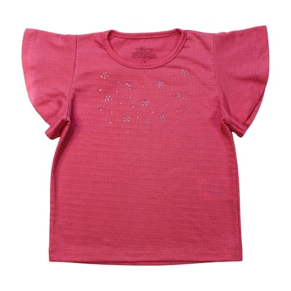 Blusa Manga Curta Flores com Strass 3372 - Bicho Bagunça