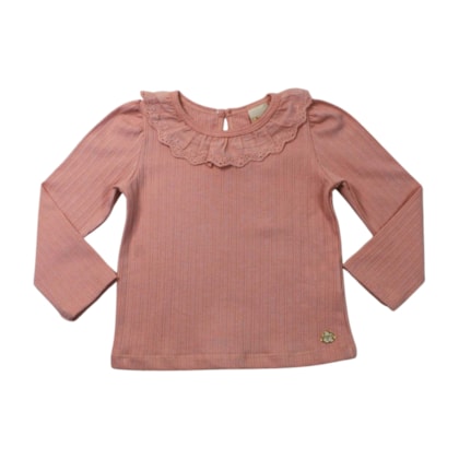 Blusa Manga Longa Canela com Renda 22428 - Angerô
