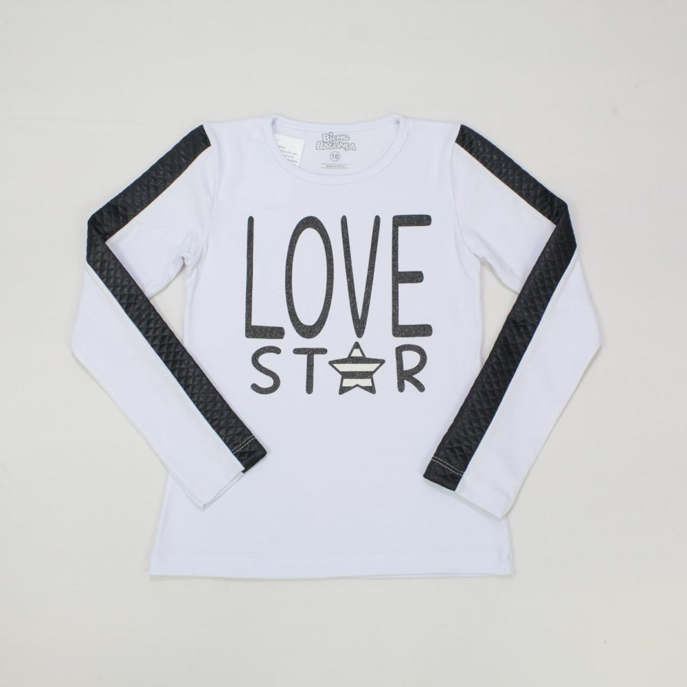 Blusa Manga Longa com Cirrê Estampa Love 5111 - Bicho Bagunça