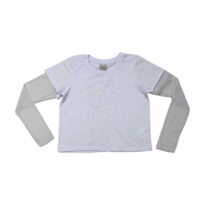 Blusa Manga Longa com Tule e Estampa Coração 26352 - Two Colors