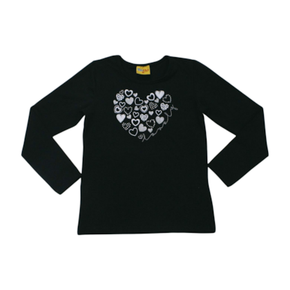 Blusa Manga Longa Corações com Strass 23138 - Rollu