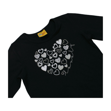 Blusa Manga Longa Corações com Strass 23138 - Rollu