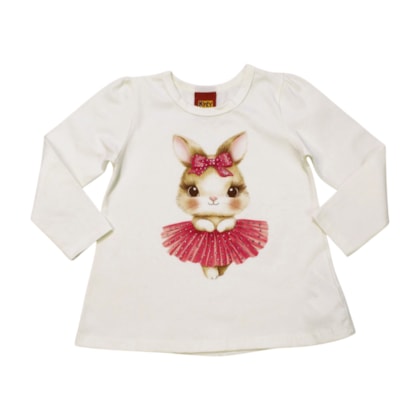 Blusa Manga Longa Estampa Coelha 1000729 - Kyly