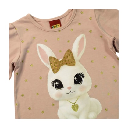 Blusa Manga Longa Estampa Coelha Glitter 1001499 - Kyly