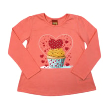 Blusa Manga Longa Estampa Cupcake com Strass 1001520 - Kyly