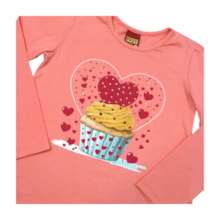 Blusa Manga Longa Estampa Cupcake com Strass 1001520 - Kyly
