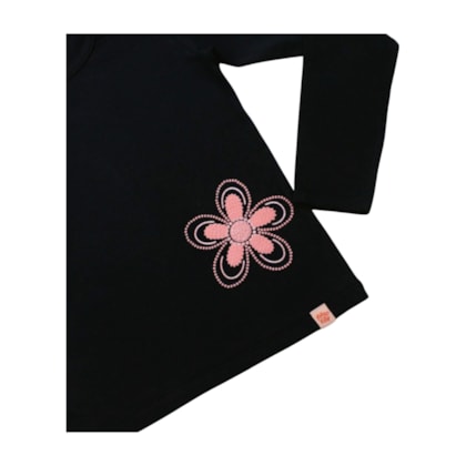 Blusa Manga Longa Estampa Flor Glitter 61089 - Kely Kety