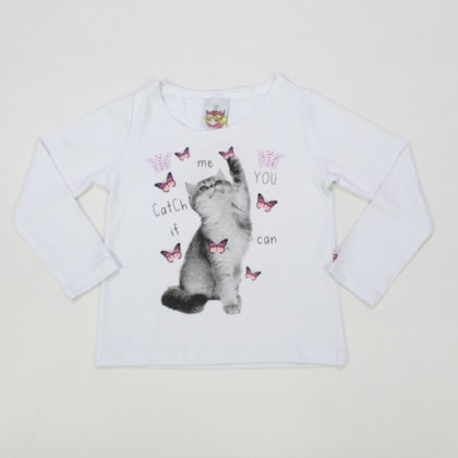 Blusa Manga Longa Estampa Gatinha 9871 - Beijinho
