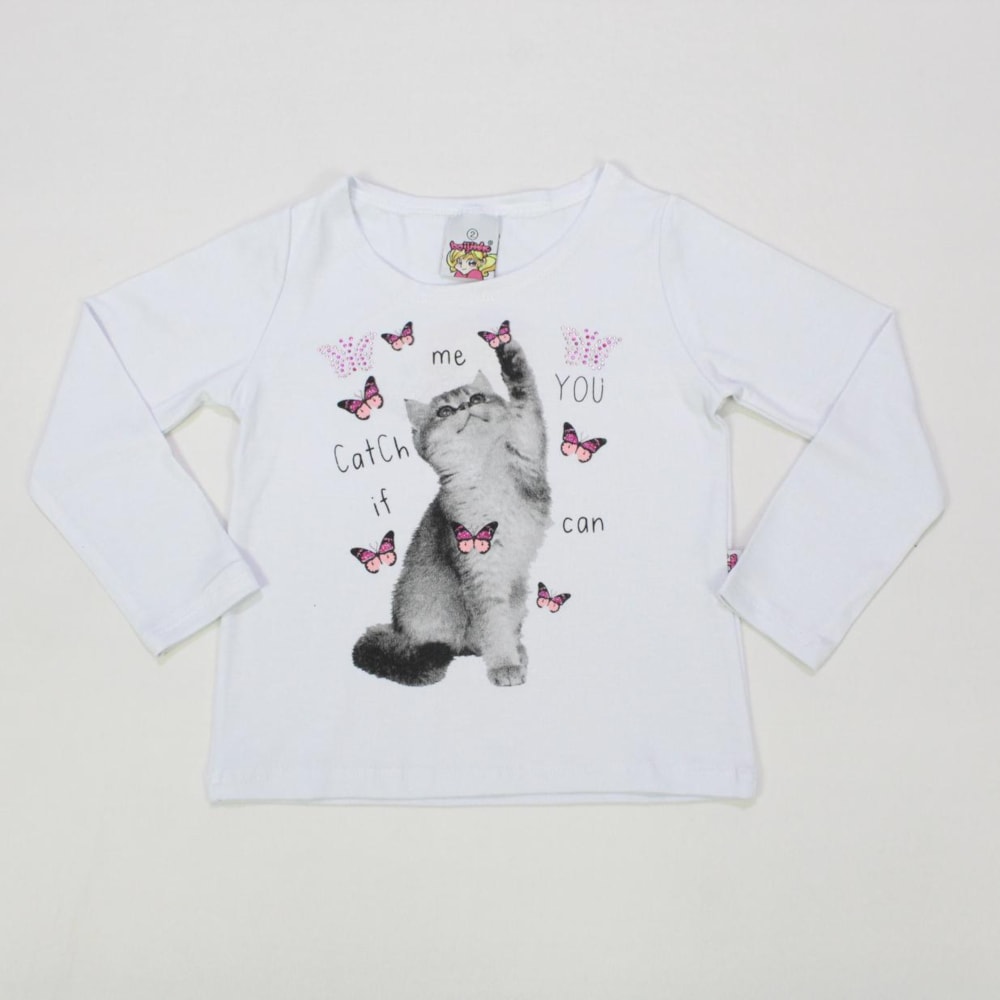 Blusa Manga Longa com Cirrê Estampa Love 5111 - Bicho Bagunça