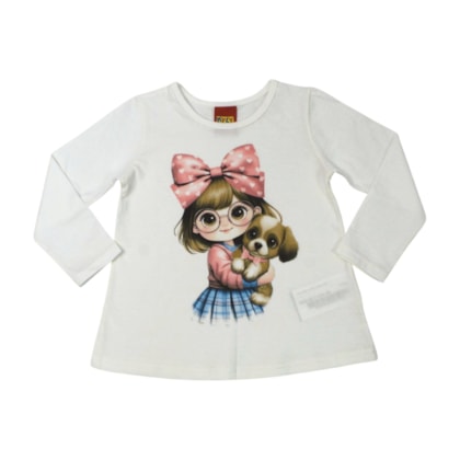 Blusa Manga Longa Estampa Menina 1001496 - Kyly