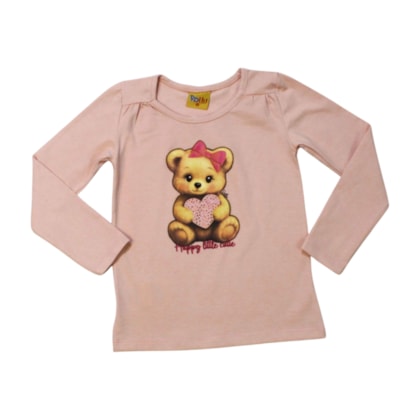 Blusa Manga Longa Estampa Ursa com Strass 26132 - Rollu