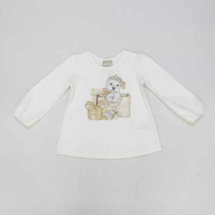 Blusa Manga Longa Estampada com Aplique Laço 14530 - Milon
