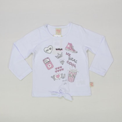 Blusa Manga Longa Estampada com Pérolas 7093 - Brincar é Arte
