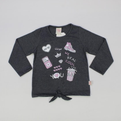 Blusa Manga Longa Estampada com Pérolas 7093 - Brincar é Arte