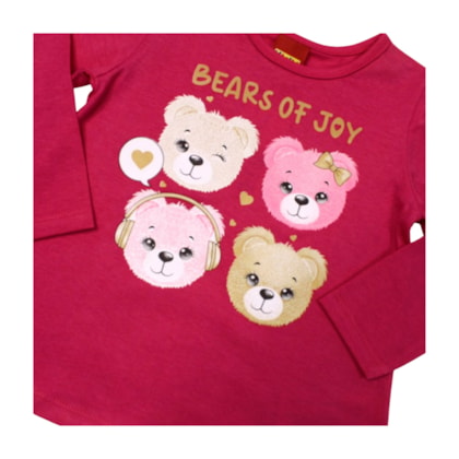 Blusa Manga Longa Estampada Ursos 1001519 - Kyly