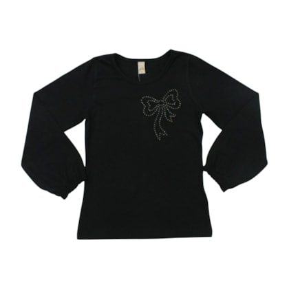 Blusa Manga Longa Laço Strass 22977 - Glinny