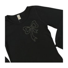 Blusa Manga Longa Laço Strass 22977 - Glinny