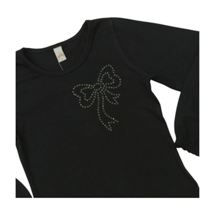 Blusa Manga Longa Laço Strass 22977 - Glinny