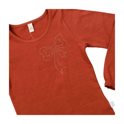 Blusa Manga Longa Laço Strass 22977 - Glinny