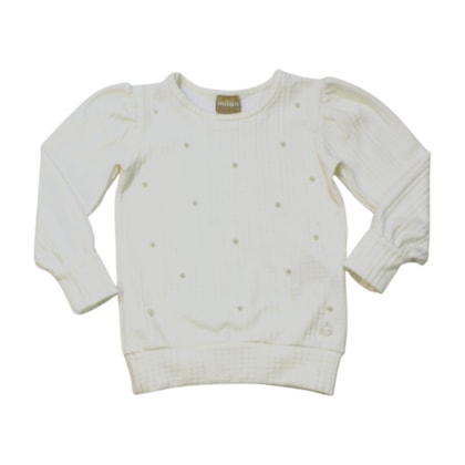 Blusa Manga Longa Trabalhada com Pérolas 2000885 - Milon 