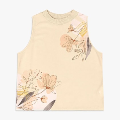 Blusa Tecido Cavada Estampada Flores 73200 - Cereja Rosa 