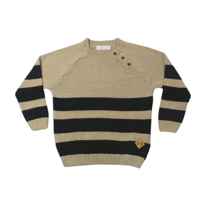 Blusão Masculino Tricot com Listras e Botões 2001592 - Milon