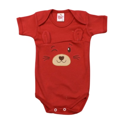Body Manga Curta Bordado Carinha 890 - Baby Bee