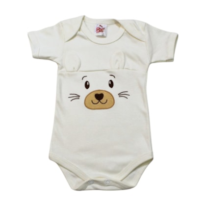 Body Manga Curta Bordado Carinha 890 - Baby Bee