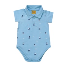 Body Polo Manga Curta Estampado Barcos 24213 - Rollu