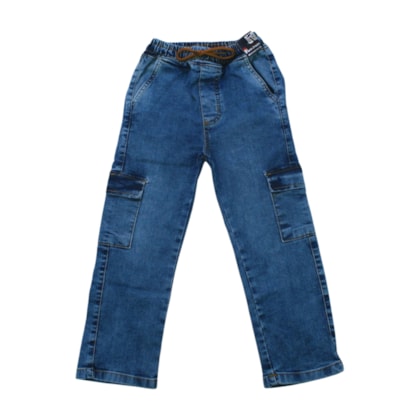 Calça Cargo Jeans com Elástico Masculina 901 - Faos
