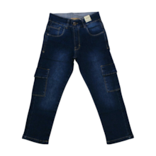 Calça Jeans Cargo Masculina com Regulagem no Cós 4438 - Paparrel