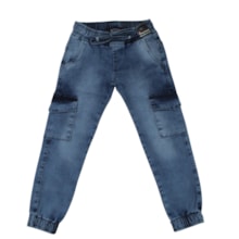 Calça Jeans com Elástico e Punho Masculino 814 - Faos