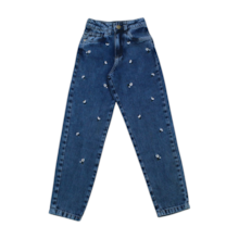 Calça Jeans  Feminina Bordado Flores 3653 - Frommer 