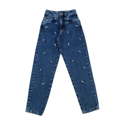 Calça Jeans  Feminina Bordado Flores 3653 - Frommer 