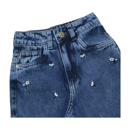 Calça Jeans  Feminina Bordado Flores 3653 - Frommer 