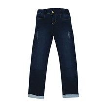 Calça Jeans Feminina com Cós Regulável com Pérolas na Barra 651069 - Aconchego do Bebê