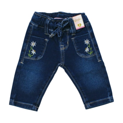 Calça Jeans Feminina com Elástico e Bordado 5504 - Paparrel  