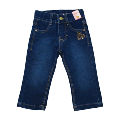 Calça Jeans Feminina com Regulagem no Cós Coração 5540 - Paparrel  