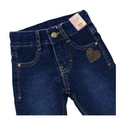 Calça Jeans Feminina com Regulagem no Cós Coração 5540 - Paparrel  