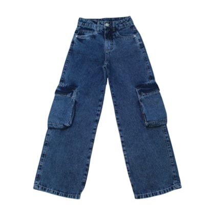 Calça Jeans Feminina Wide Legging Cargo 3581 - Frommer