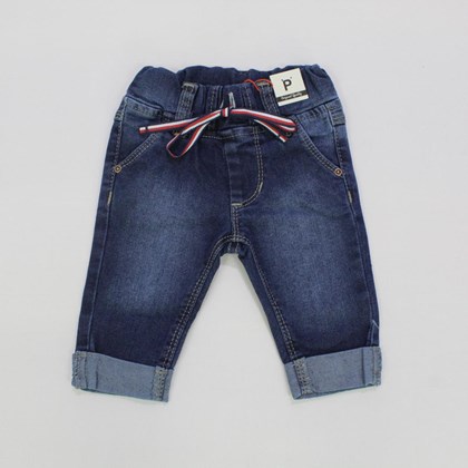 Calça Jeans Masculina Barra Virada com Cordão 4344 - Paparrel