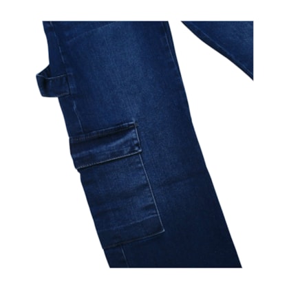 Calça Jeans Masculina Cargo com Ajuste no Cós 824 - Faos