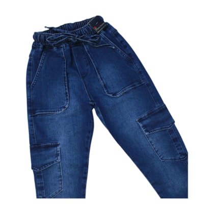 Calça Jeans Masculina Cargo com Elástico 906 - Faos  
