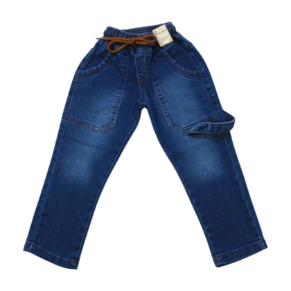 Calça Jeans Masculina com Bolso e Elástico no Cós 807 - Faos